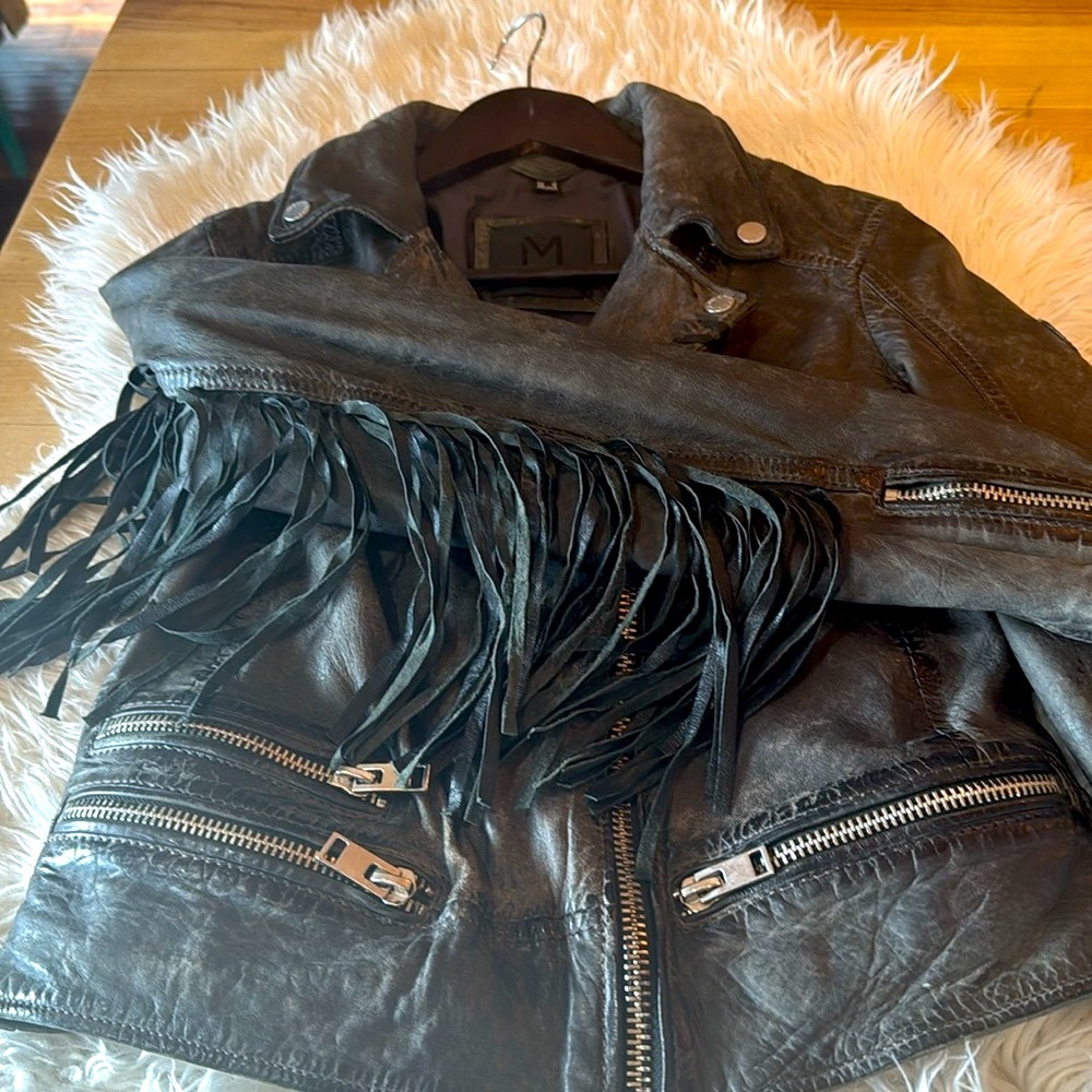 Mauritius 100% Premium quality genuine lambskin leather fringe jacket